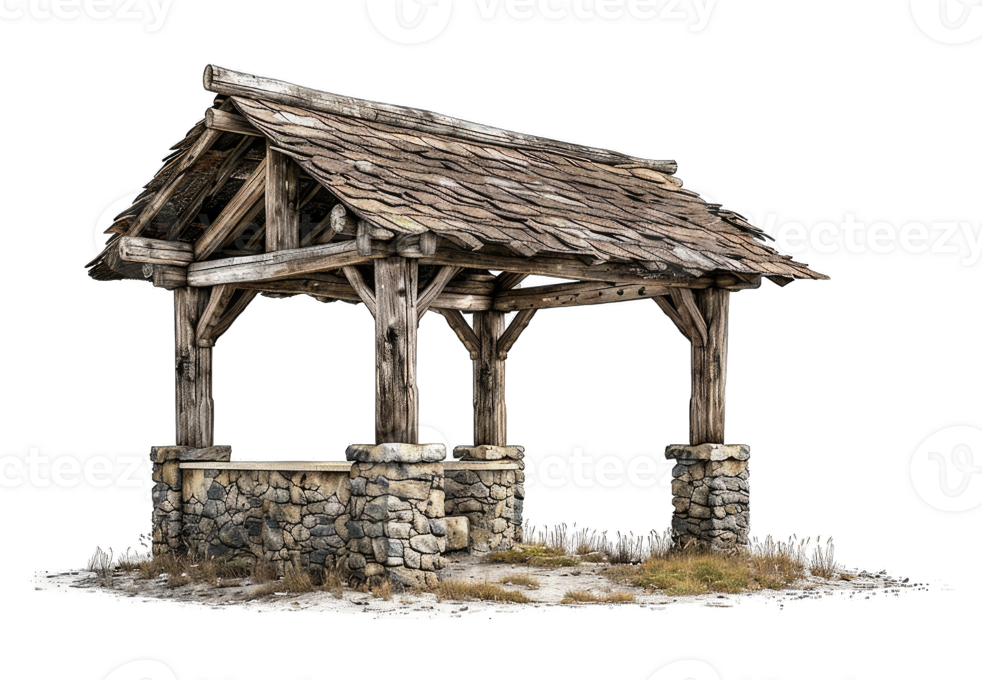 Rustic construction old view isolated on transparent background cutout png