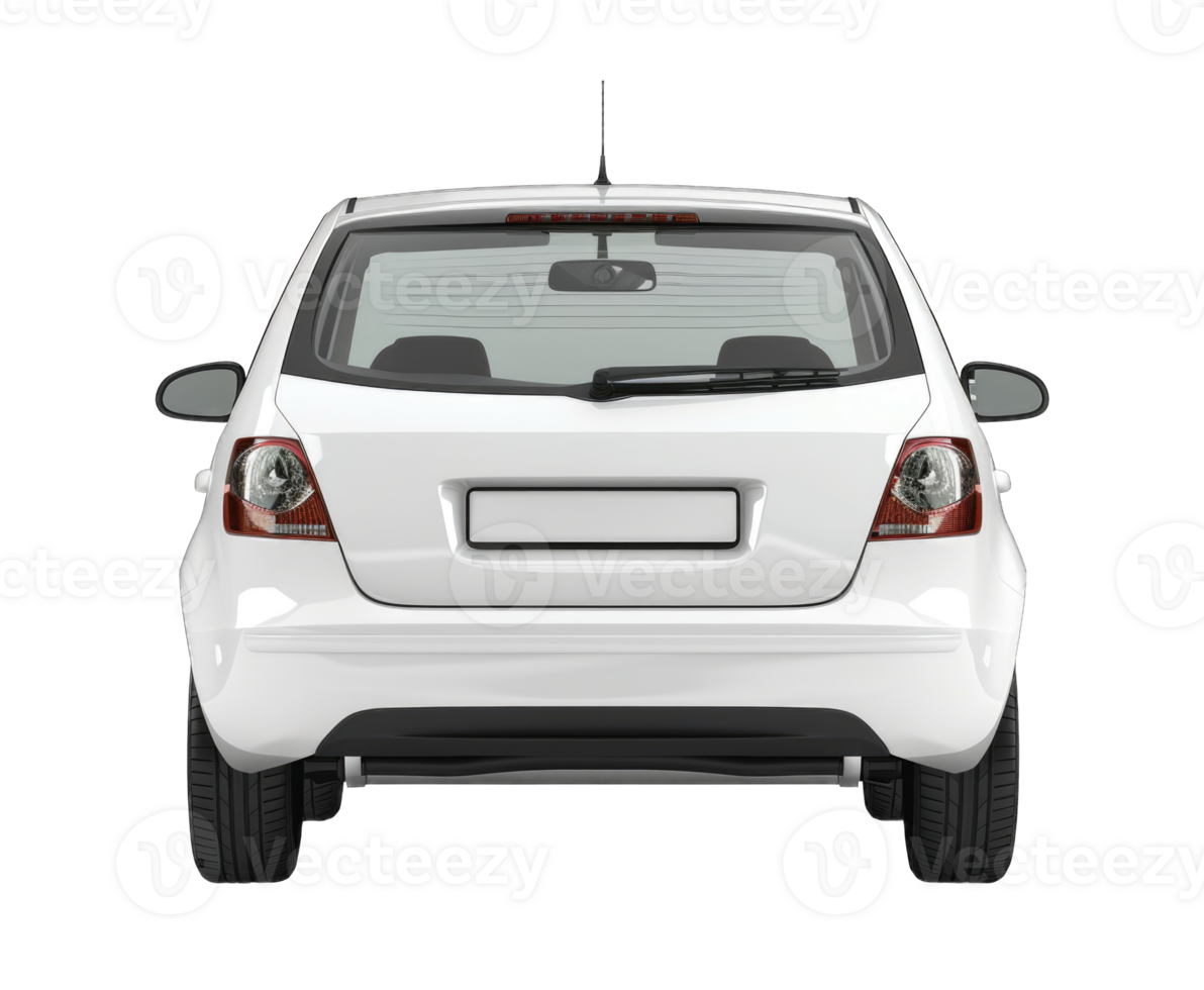 New car rear view isolated on transparent background cutout png