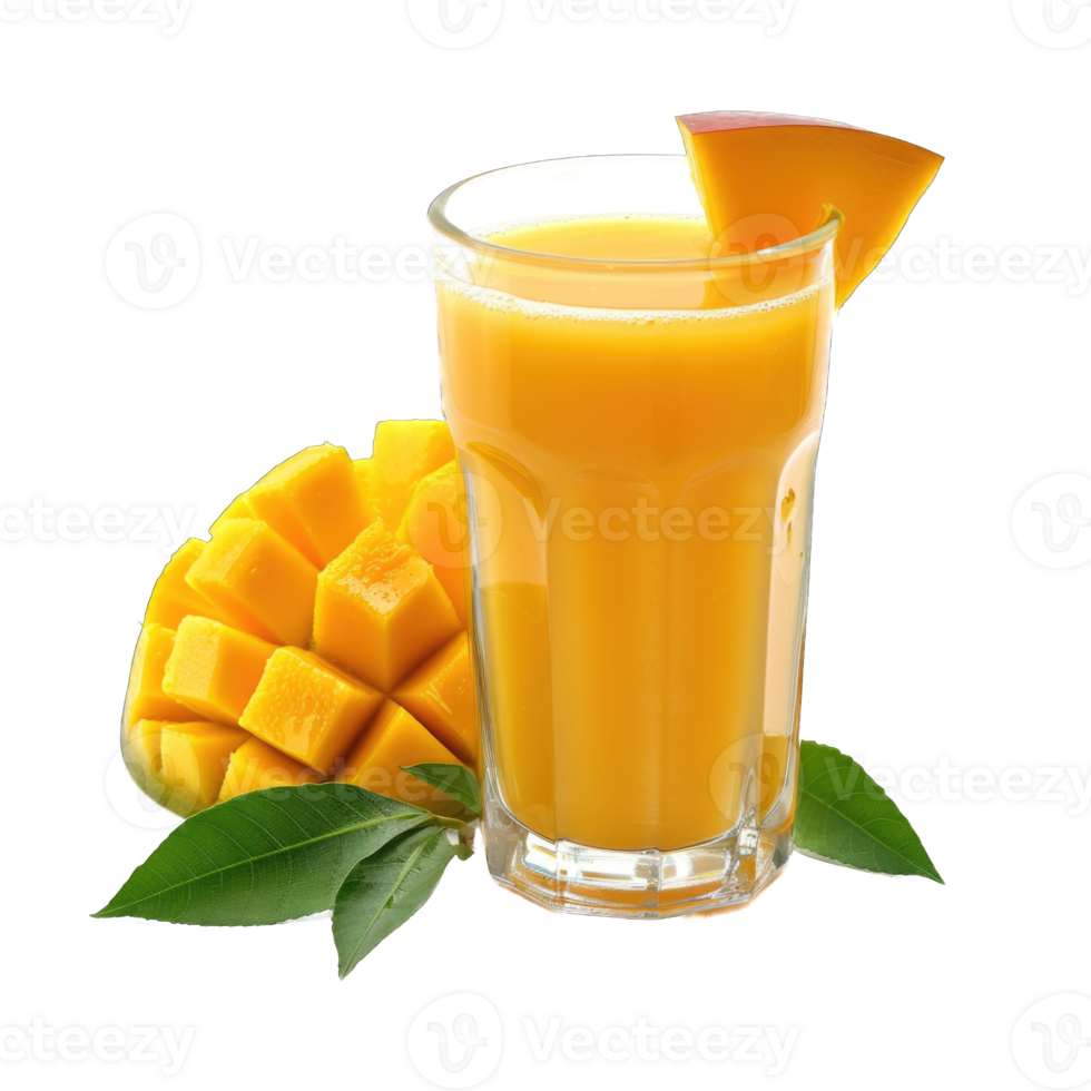 Mango juice with mango isolated on transparent background cutout png