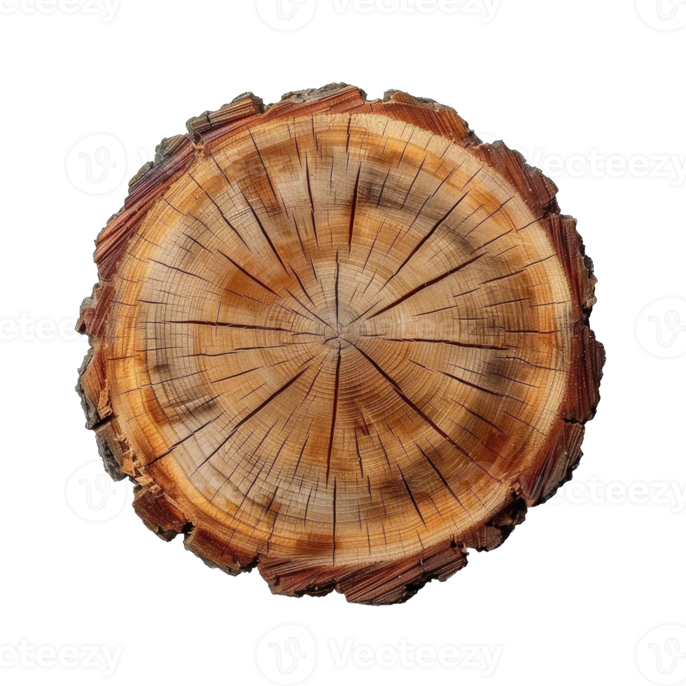 Top view of Tree stump trunk isolated on transparent background cutout png