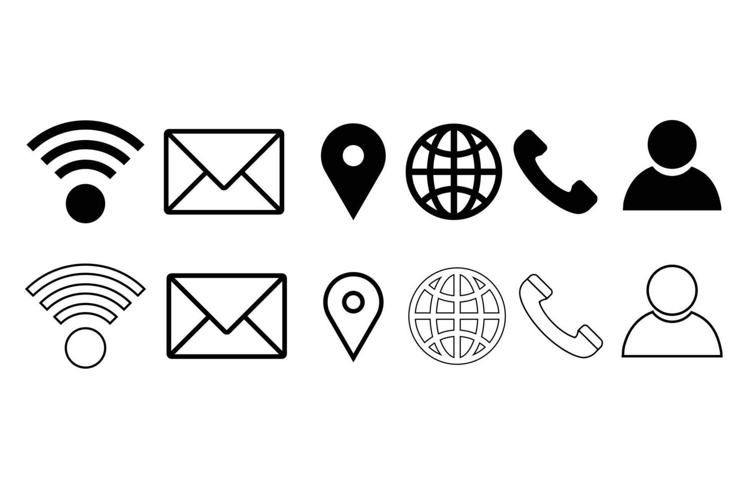 All Contact Icon Set. Contact Icon Collection. Wifi, Email, Location, World, Call, Profile Icon Set. Symbol. vector