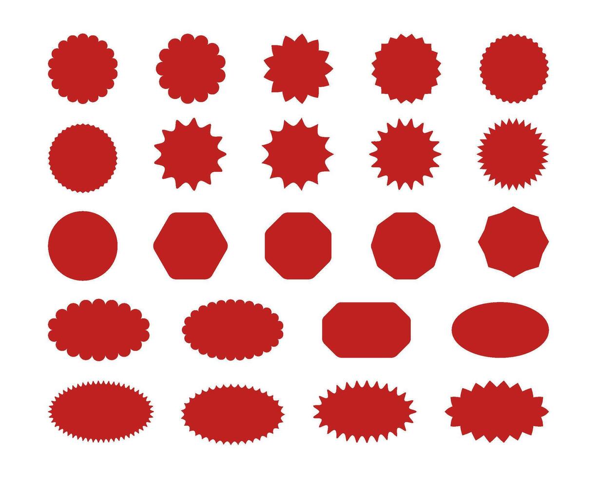 Callout star sticker. Starburst price badge sticker. Promo tag icon with scalloped edge. Wavy sale circles and ellipse seal stamps. illustration isolated on white background vector