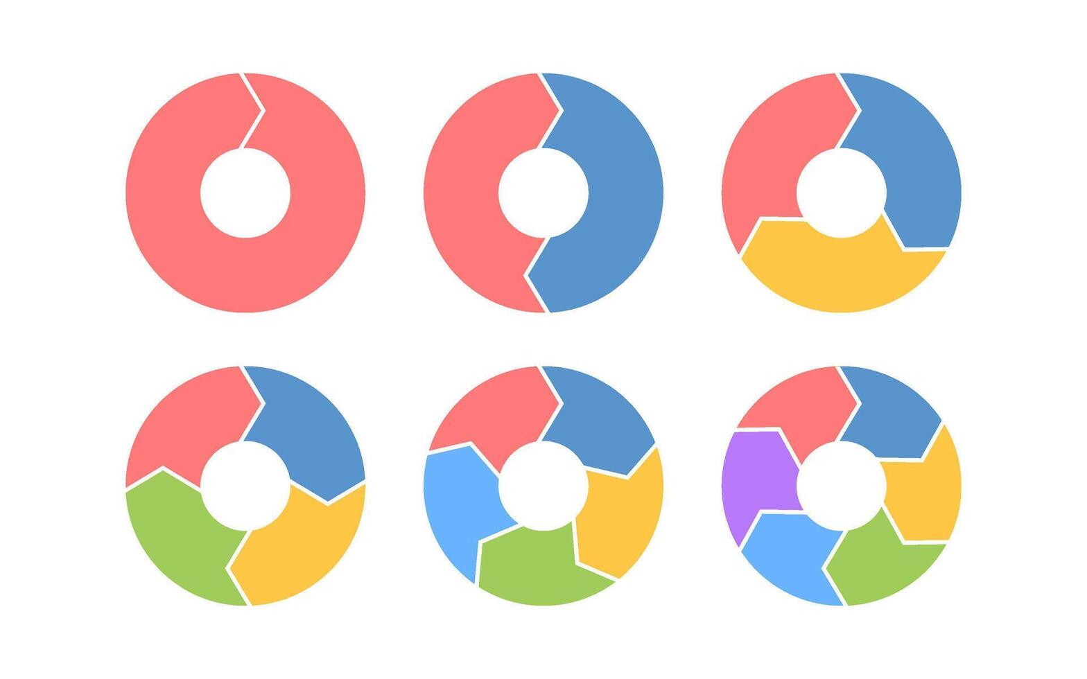 Rotation arrows in circular motion. Color circle arrow combinations. Set of circular infographics. Graphic diagram. Design element. illustration isolated on white background vector