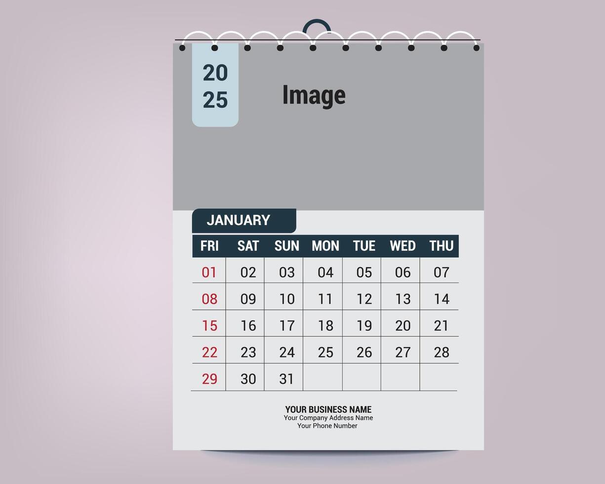 wall calendar design vector