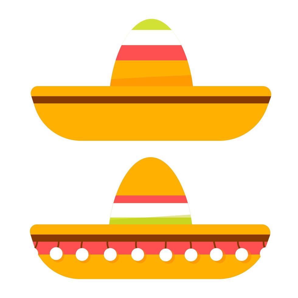 Set of colorful national Mexican hats sombreros vector