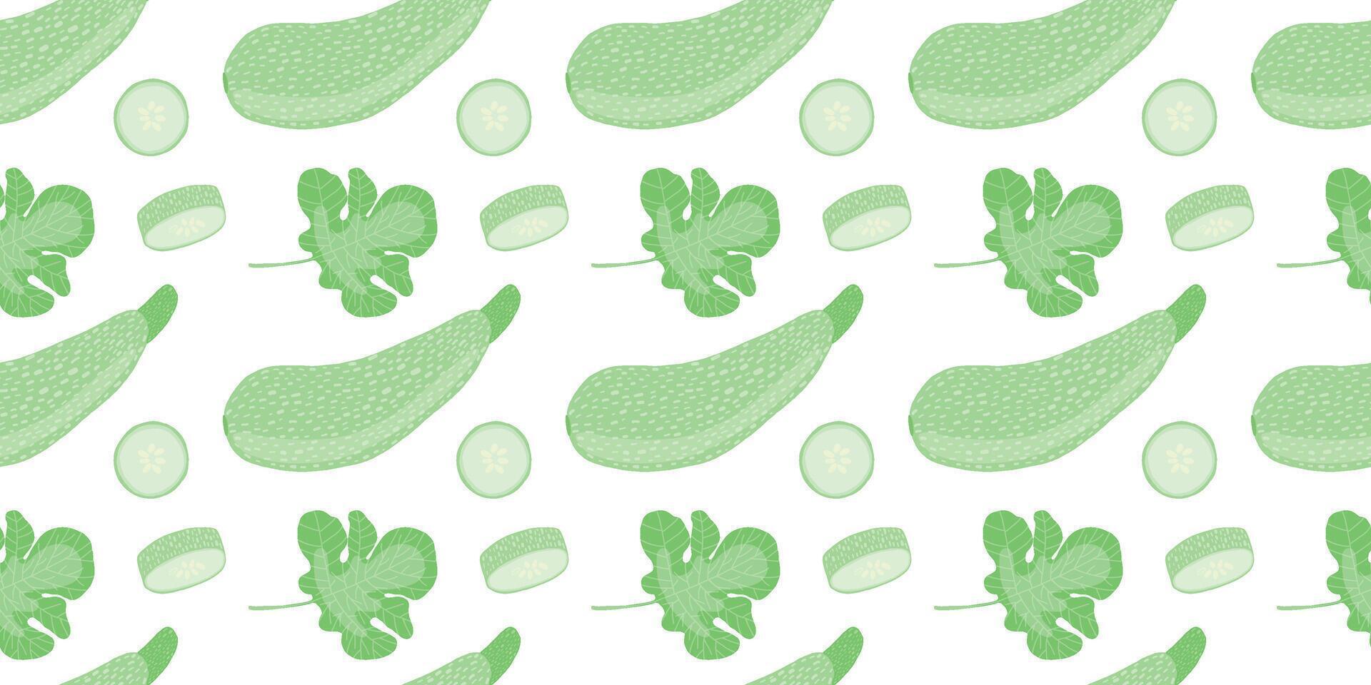 zucchini flat seamless pattern. Zucchini slices seamless pattern on white background vector