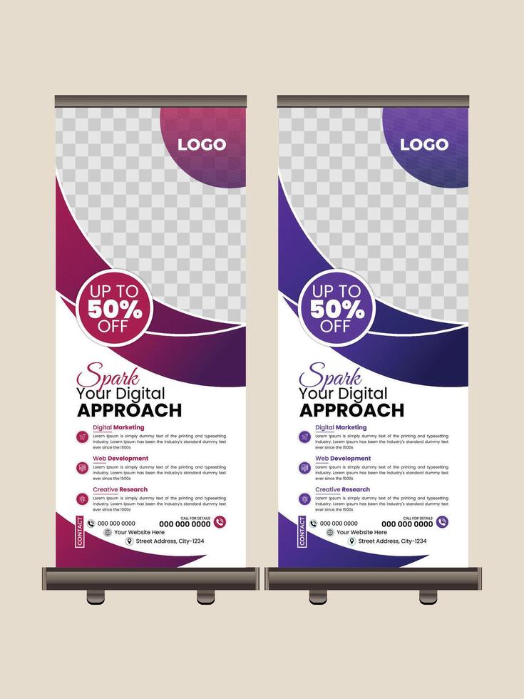 Digital Marketing Roll up banner for 2 Coolers vector