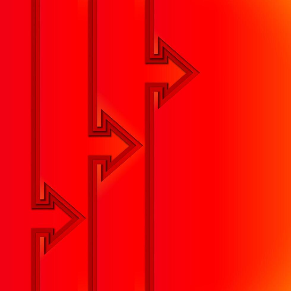 Colorful rising arrows with red cut paper layers vector