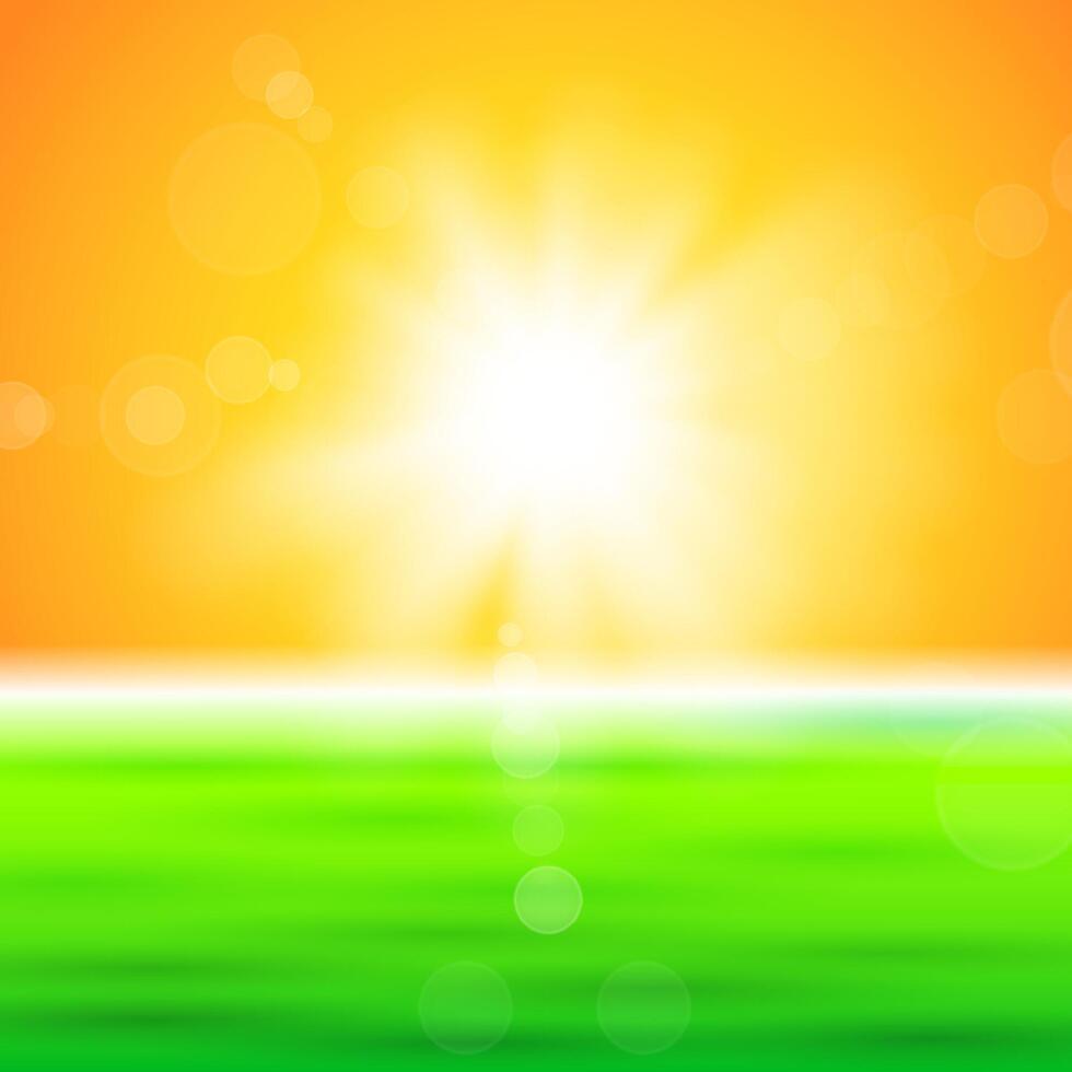 Background with shiny sun over the field vector