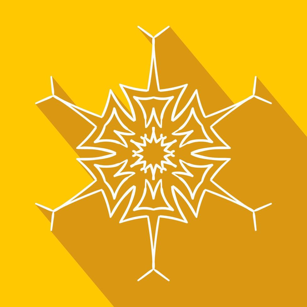 Long shadow filigree snowflake icon vector