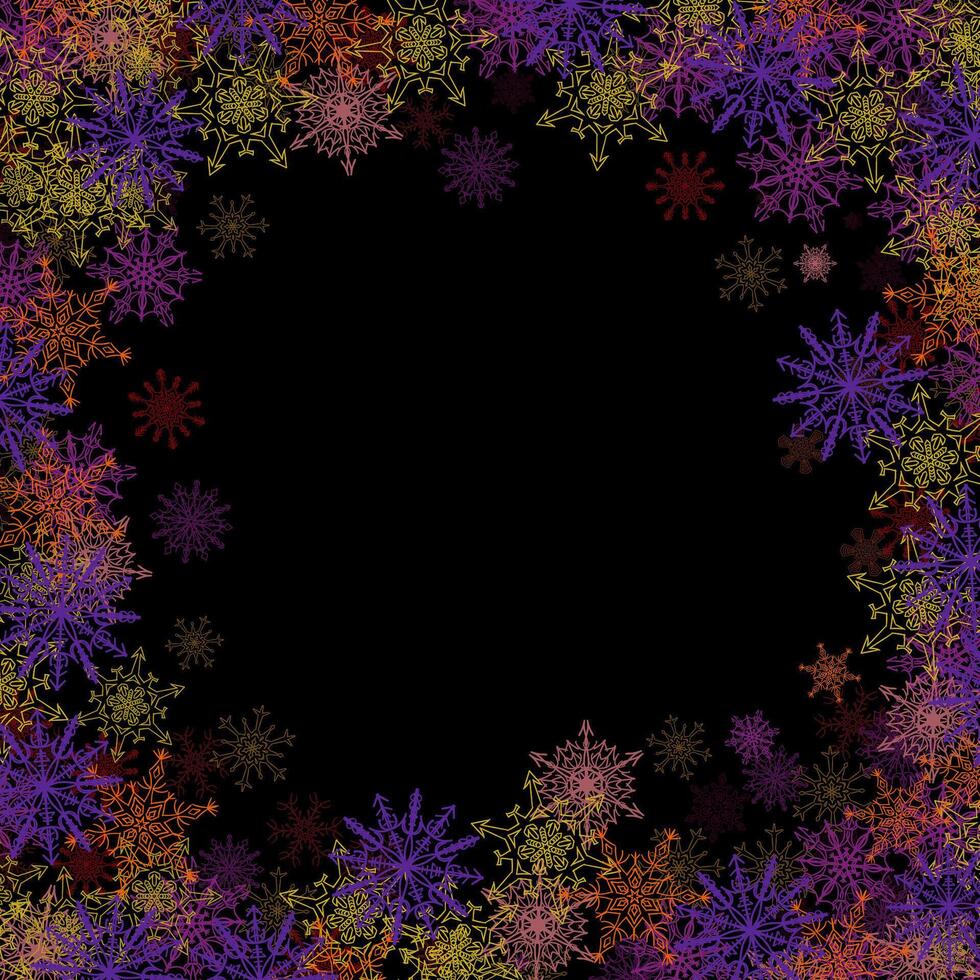 Rectangular frame with colorful small snowflakes vector