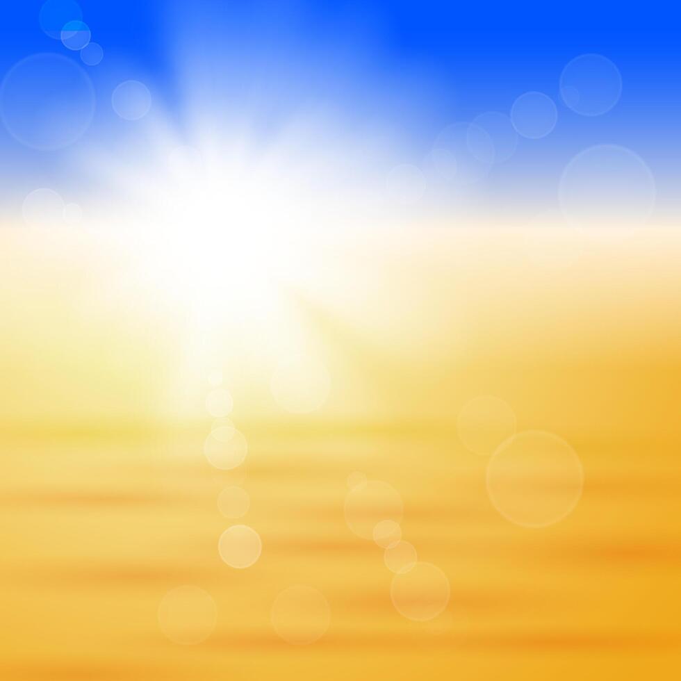 Background with shiny sun over the field vector