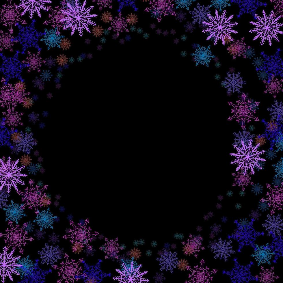 Rectangular frame with colorful small snowflakes vector