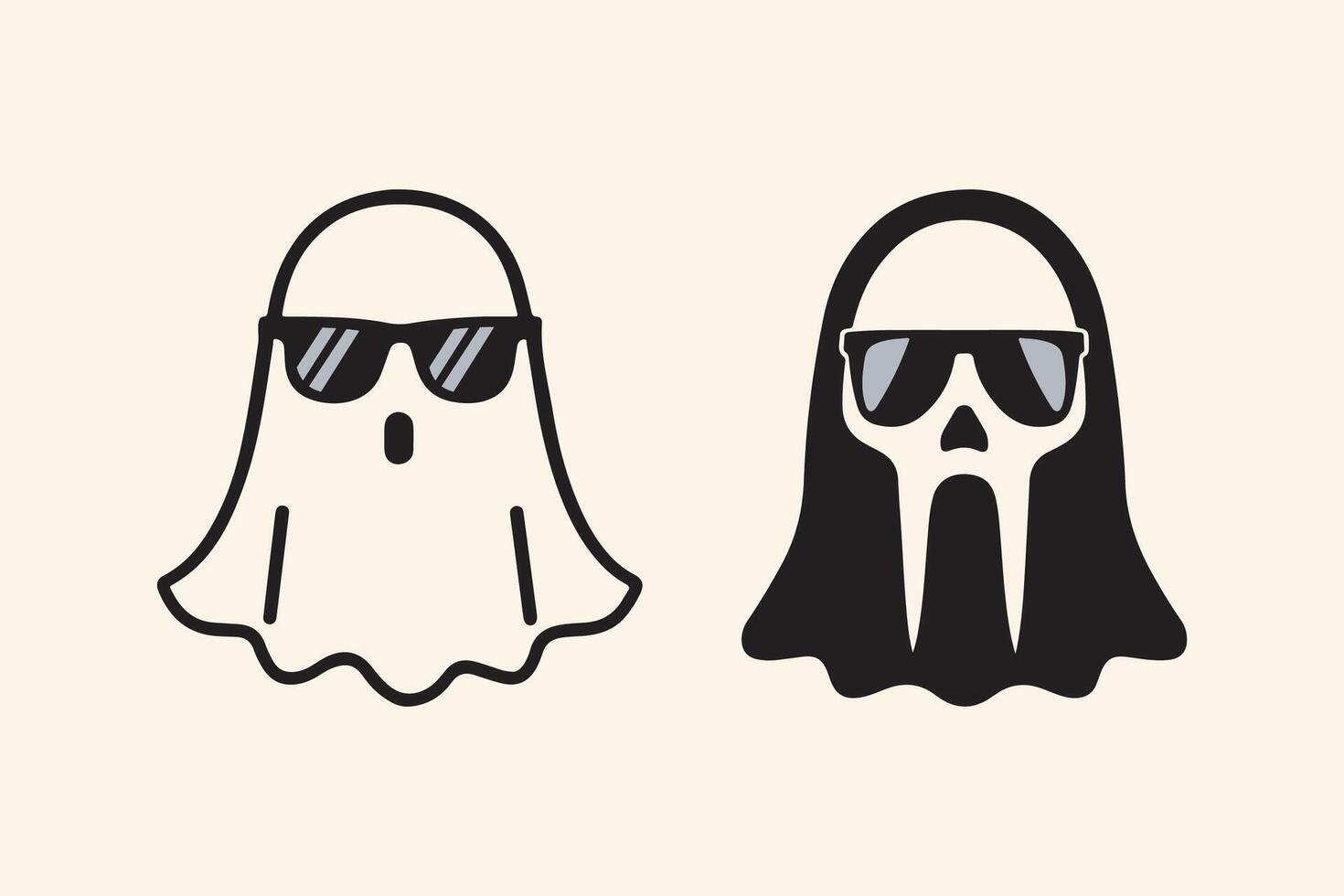 Halloween ghost with sunglasses mascot illustration vector