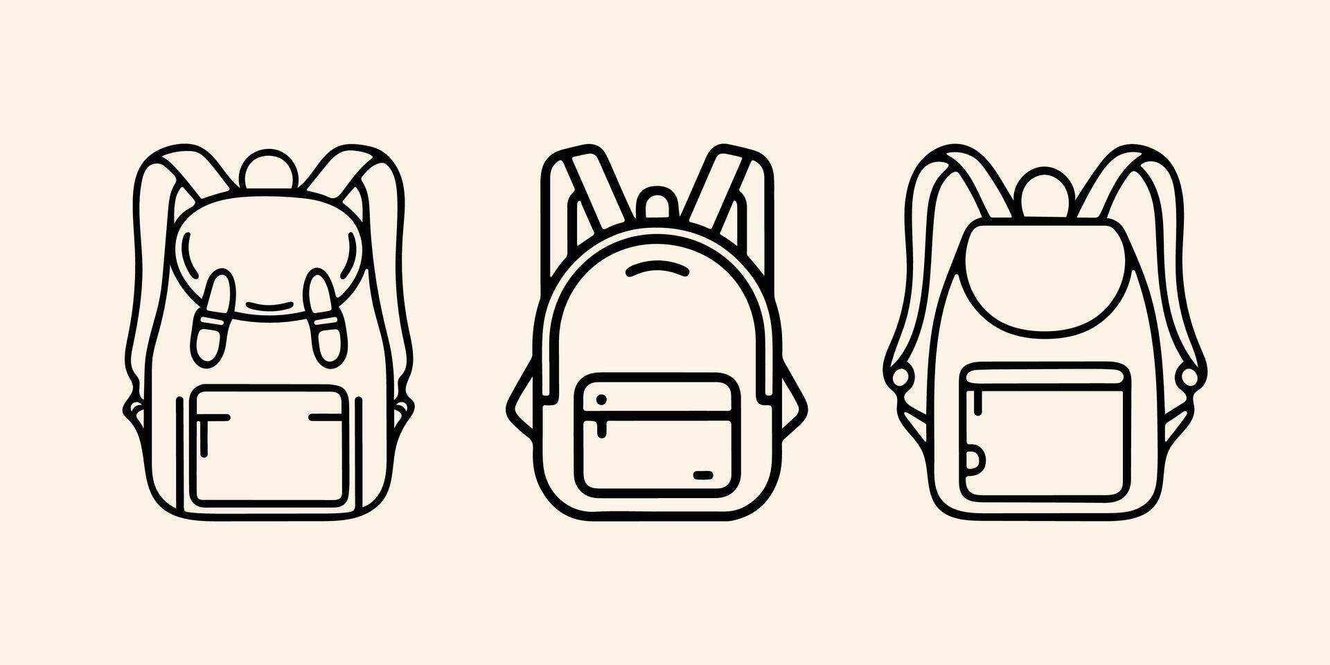 Line art drawing of school bag illustration design vector