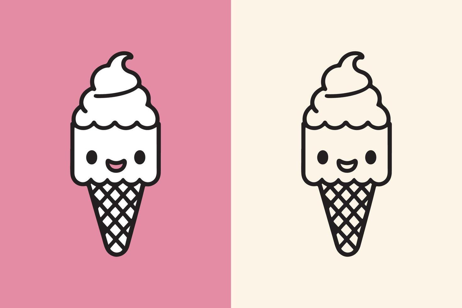 Cute smiley face ice cream illustration vector