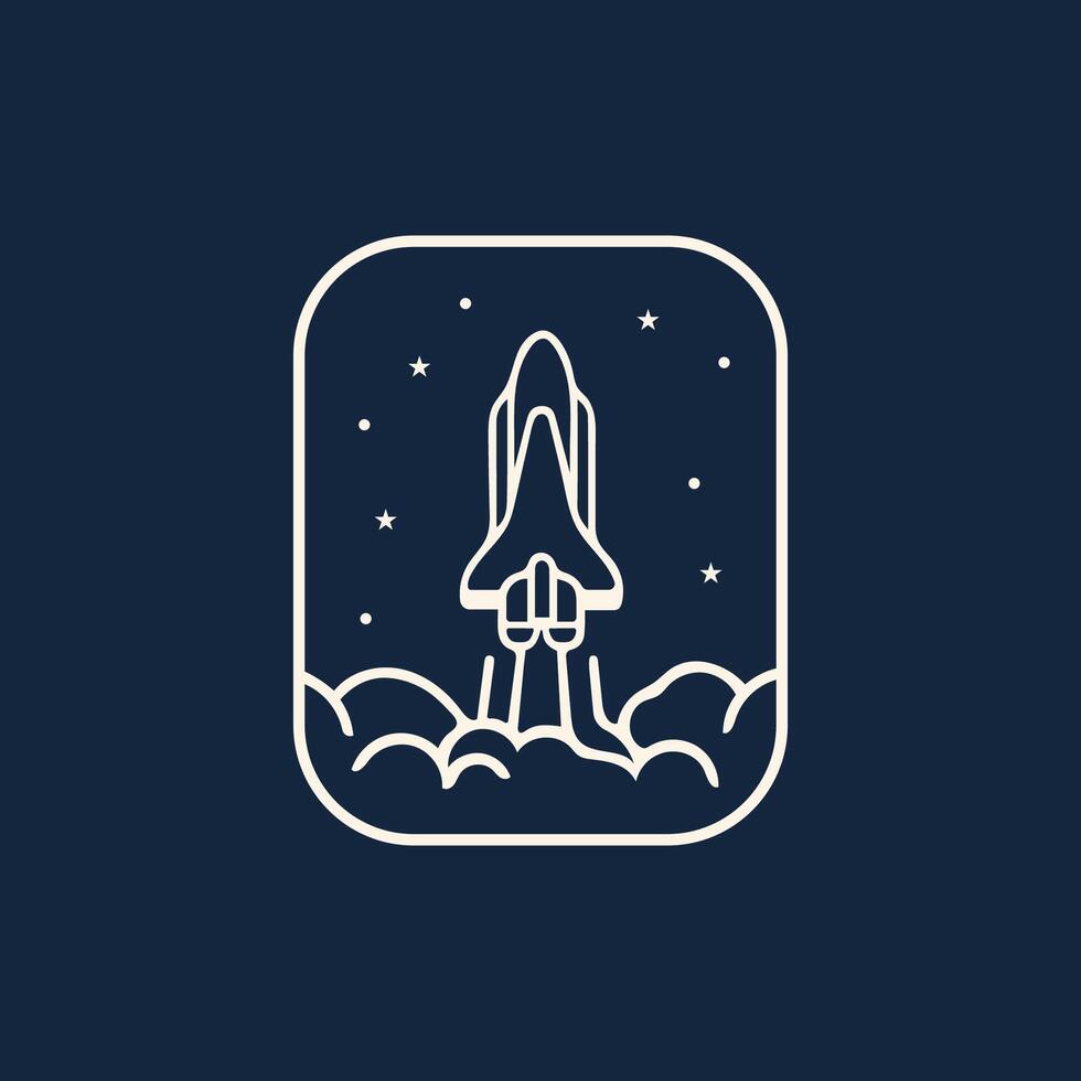 Minimalist line art space logo design vector
