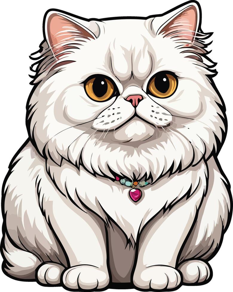 A white Persian Cat is sitting on the floor vector