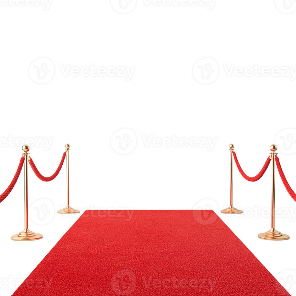 Luxurious red carpet event entrance with elegant ropes and golden stanchions for a glamorous occasion or VIP premiere night. png
