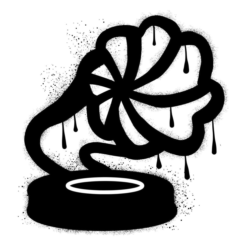 Old gramophone graffiti with black spray paint vector