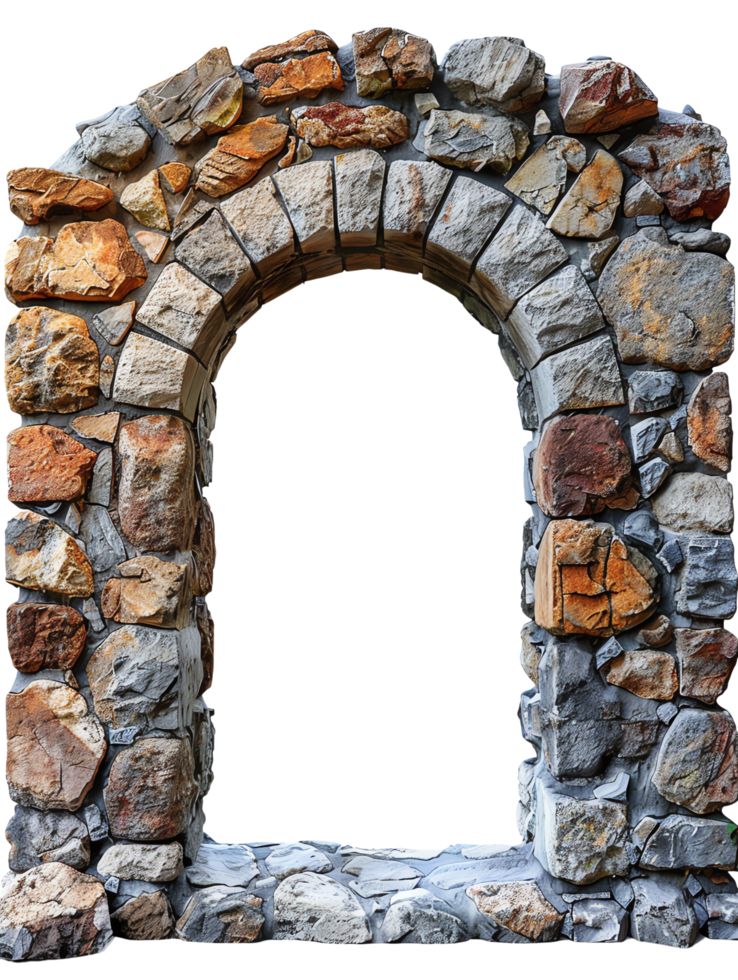 Ancient stone archway, showcasing medieval architecture and historical design. png