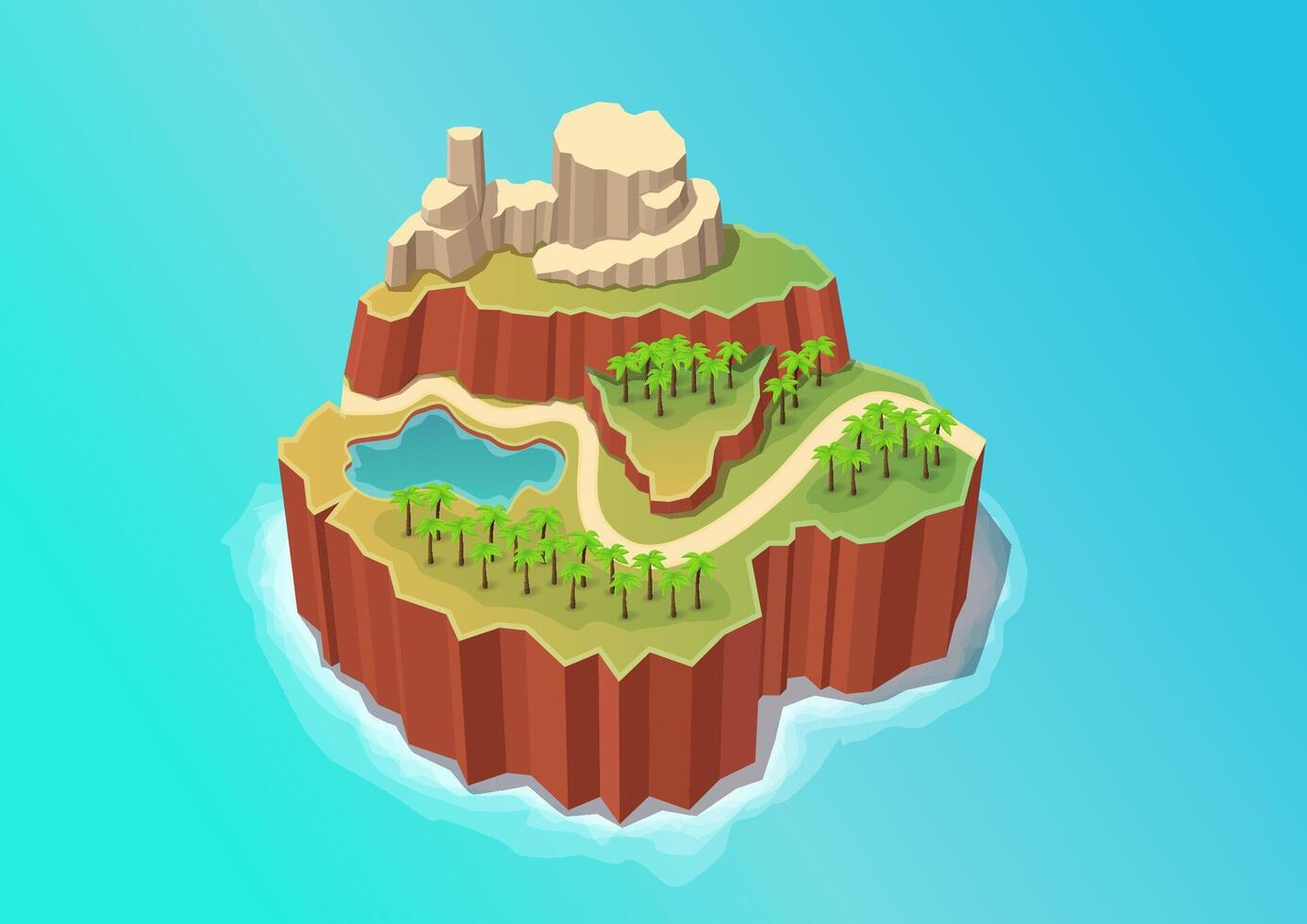 Isometric of beautiful natural island vector