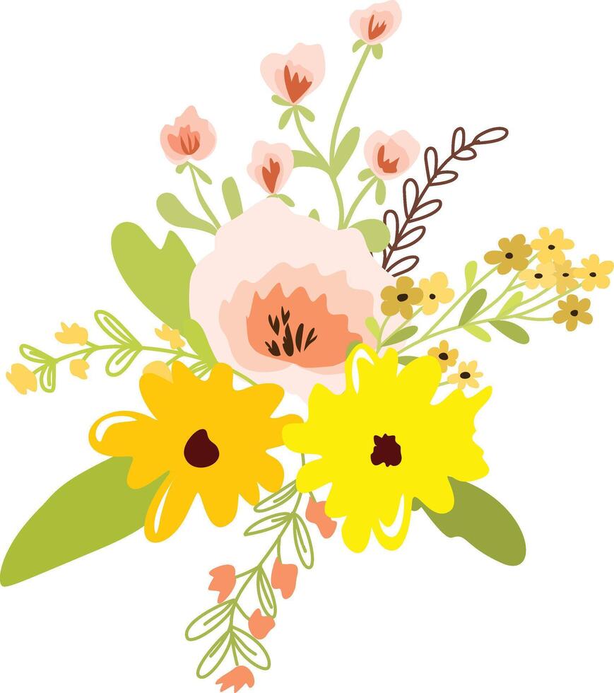 bouquet of flowers with beautiful wild flowers vector