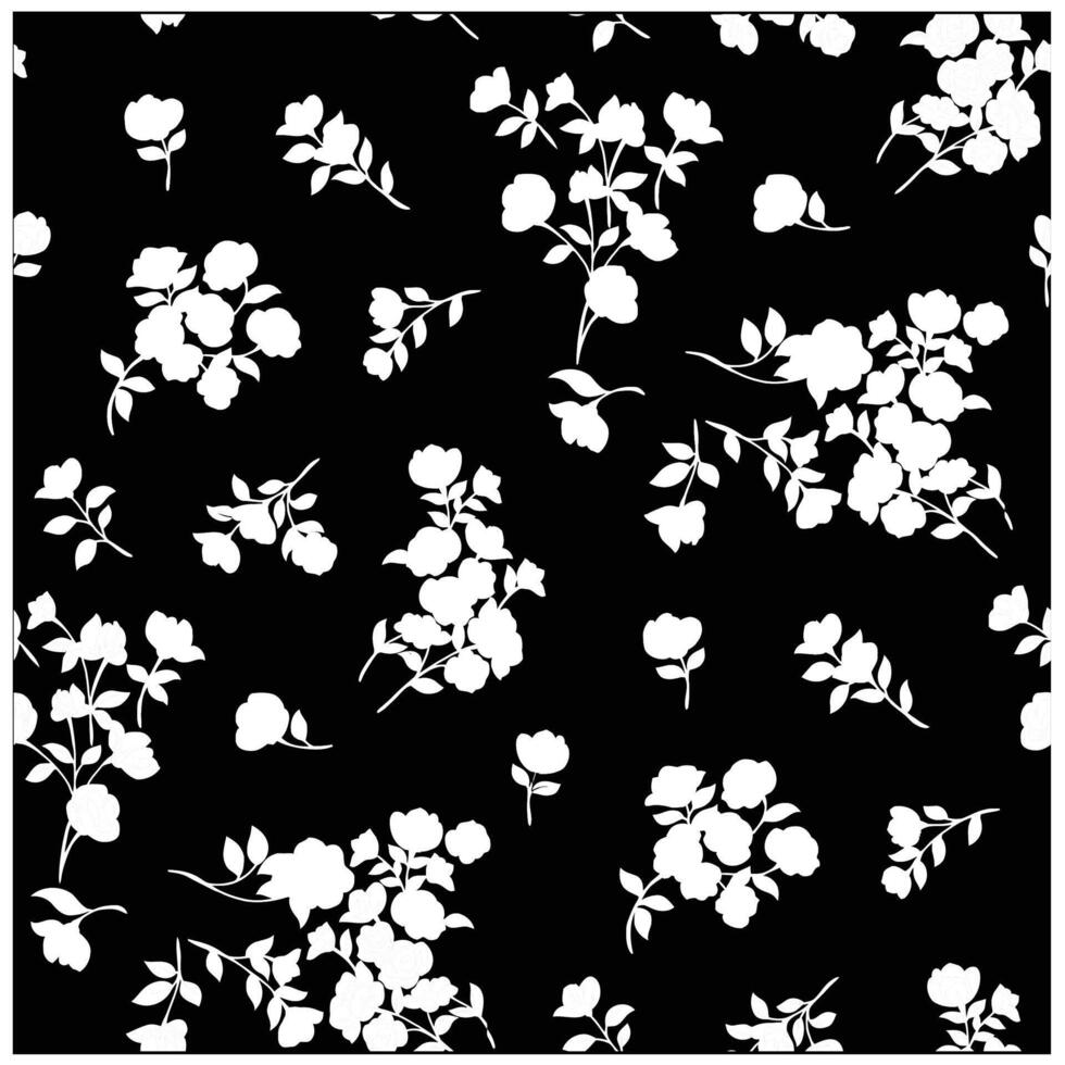 illustration of a small floral boho pattern in black and white vector