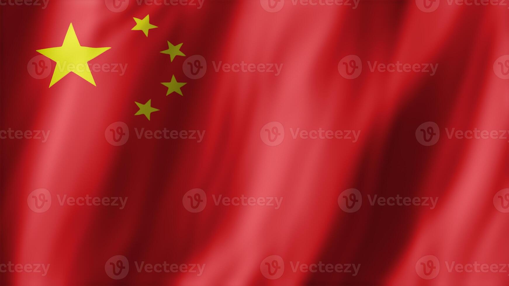 Chinese national flag, showcasing red field and five yellow stars, waving, patriotic concept. People Republic of China flag fluttering in wind, used for propaganda reasons, 3D rendering photo