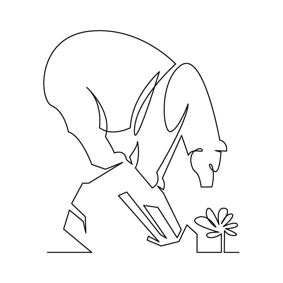 continuous mono line drawing of polar bear vector