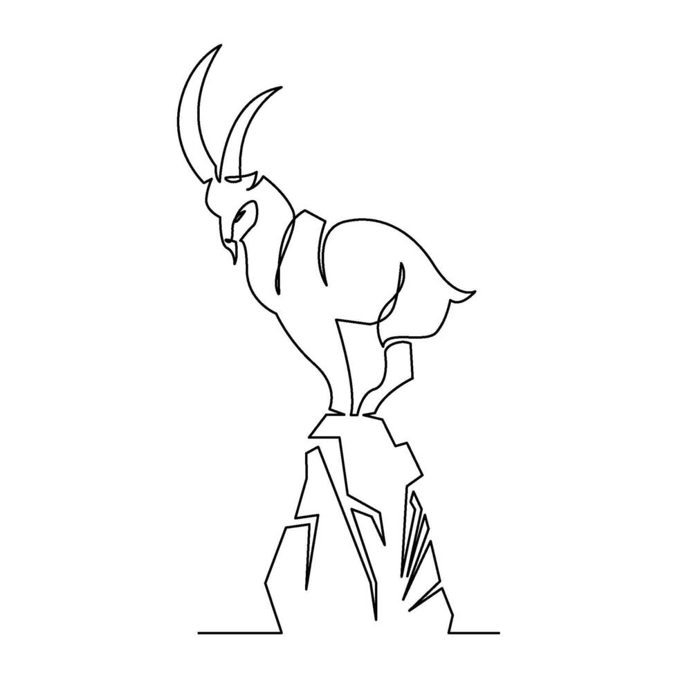 continuous mono line drawing of mountain goat vector