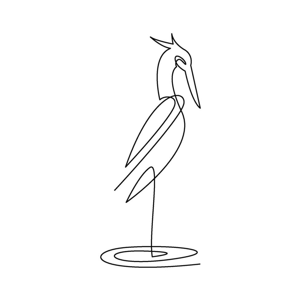 continuous mono line drawing of heron vector