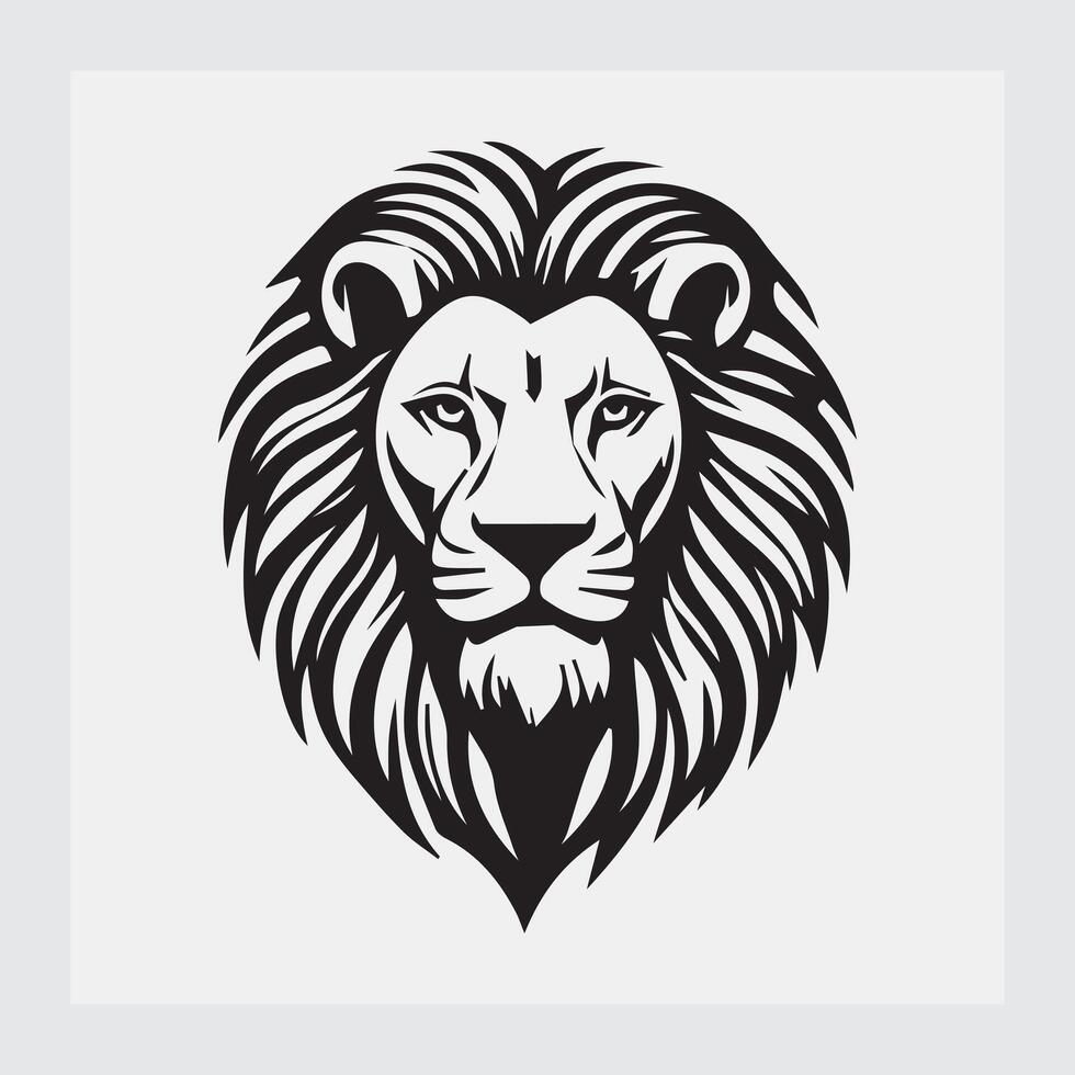 silhouette of a lion front view vector