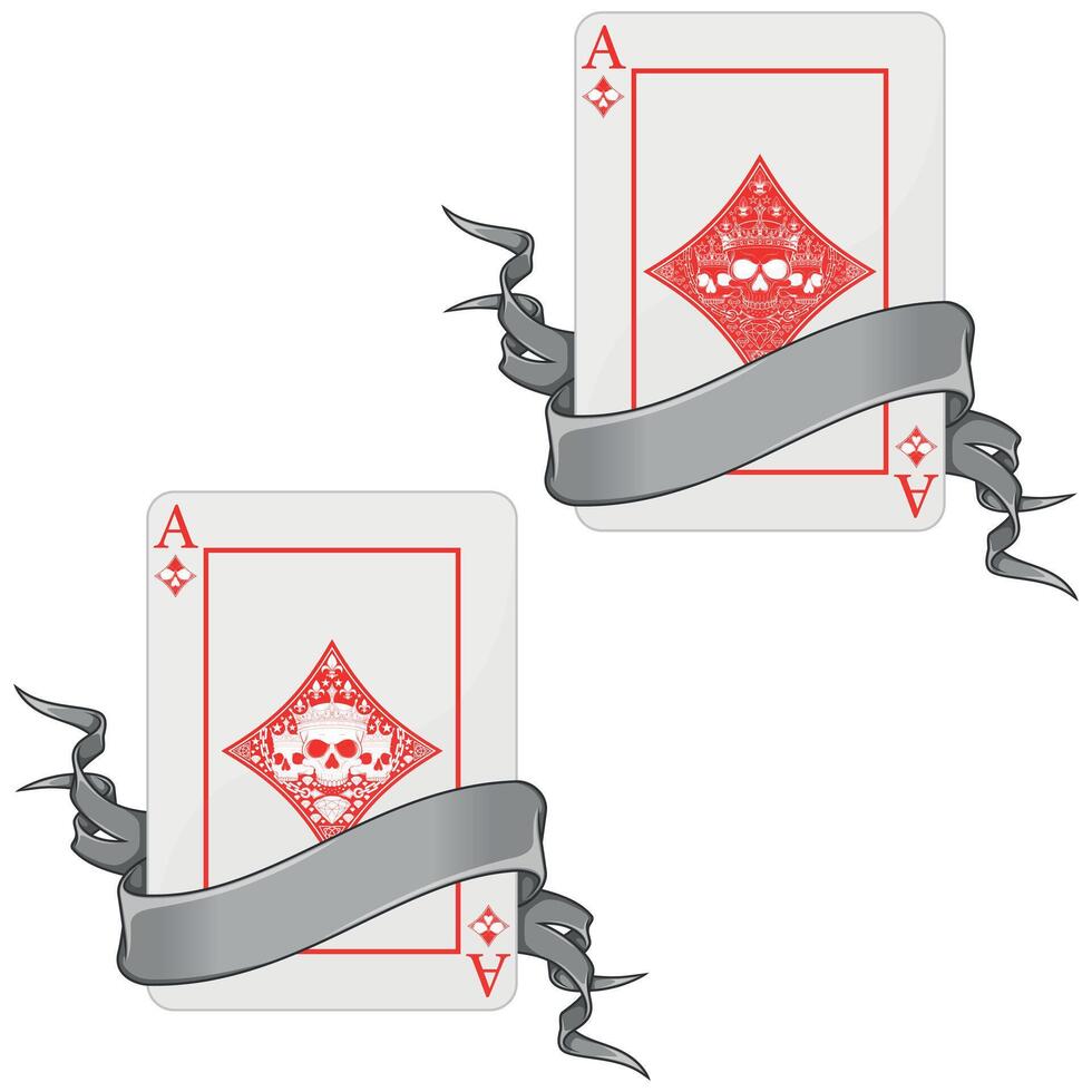 Halloween style poker cards with ribbons vector