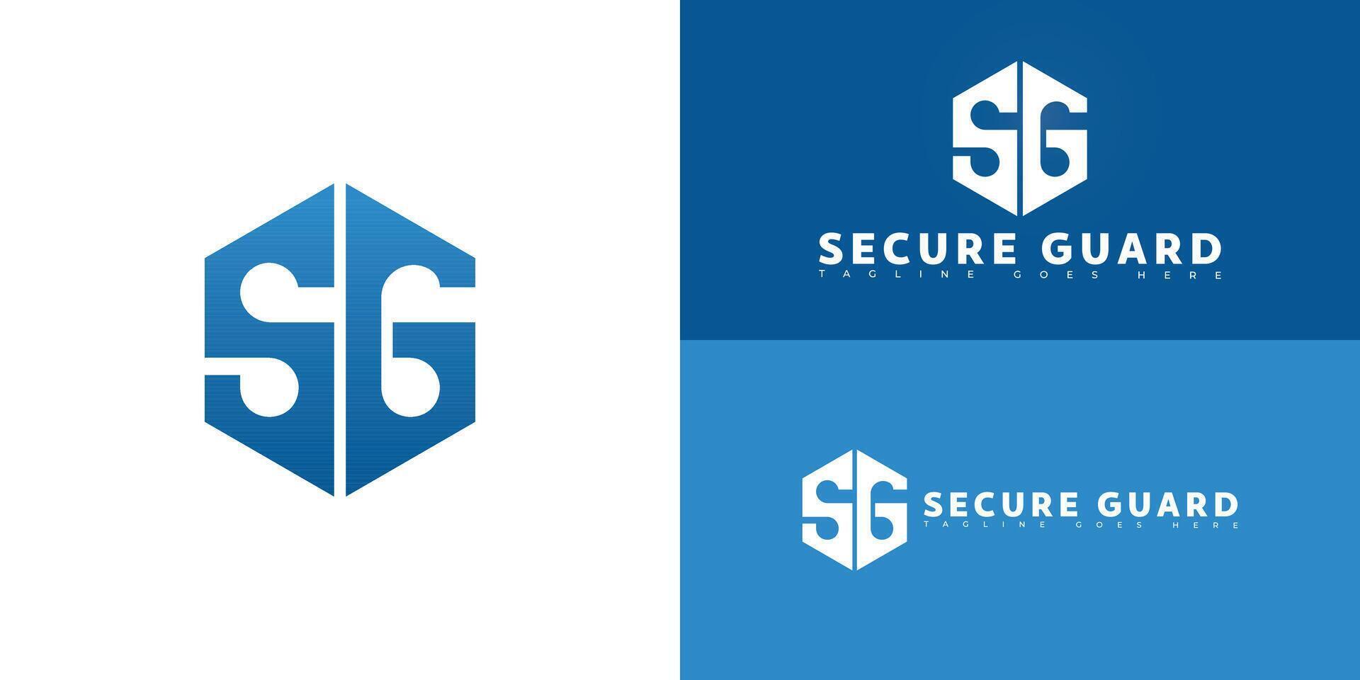 Modern hexagon initial letter SG or GS in blue color isolated on multiple background colors. The logo is suitable for insurance agency logo design inspiration templates. vector