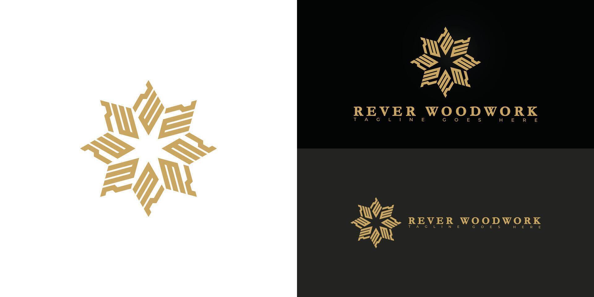 Abstract spiral initial letter RW or WR in gold color isolated on multiple background colors. The logo is suitable for custom cabinetry business logo design inspiration templates. vector