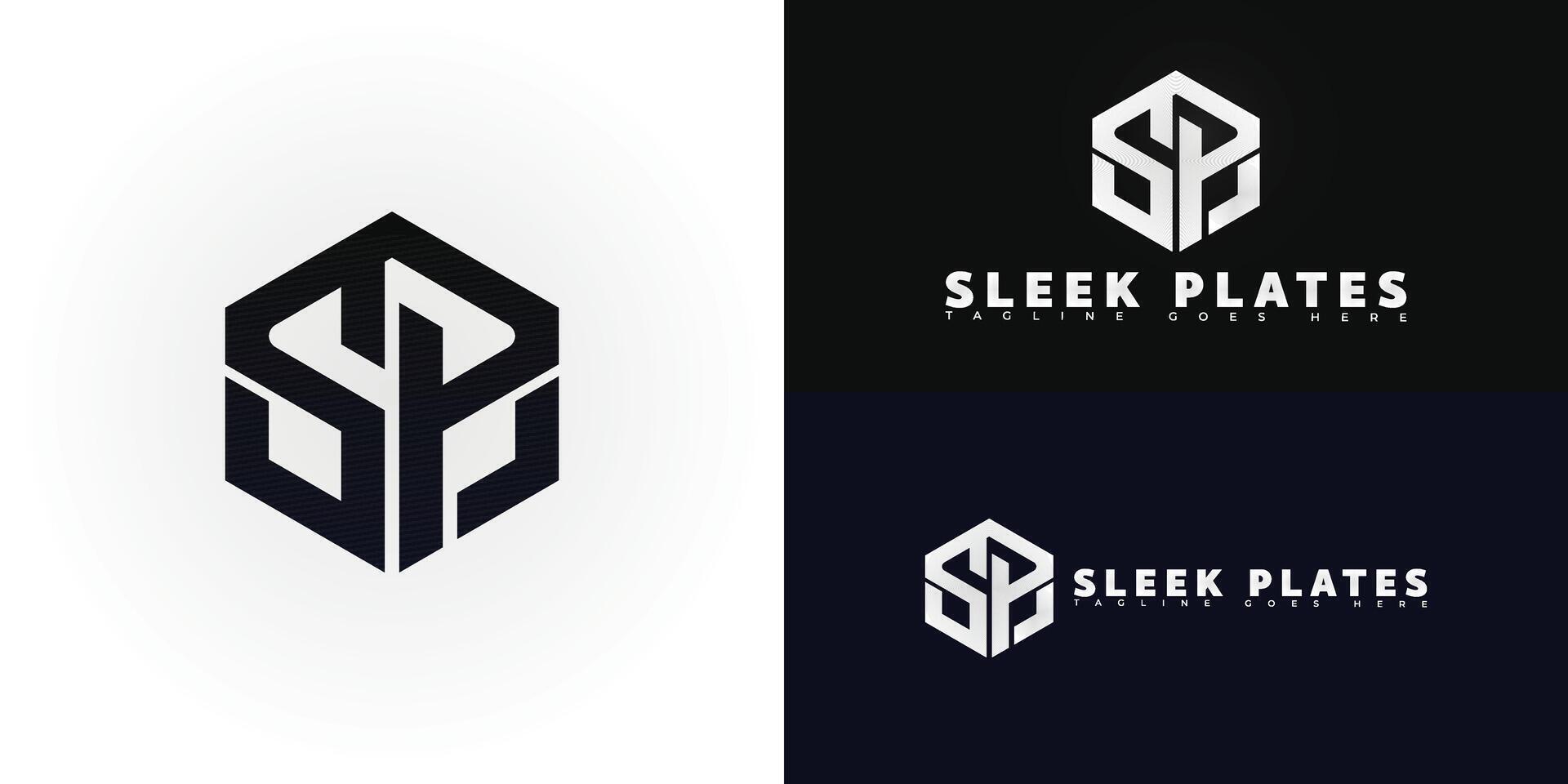 Abstract hexagon initial letter SP or PS in black color isolated on multiple background colors. The logo is suitable for premium kitchen appliance logo design inspiration templates. vector
