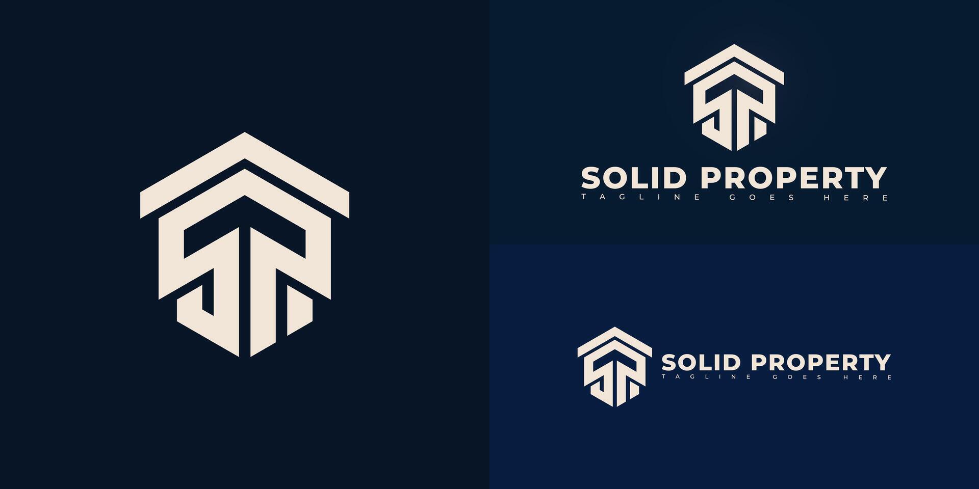 Abstract hexagon initial letter SP or PS in white color isolated on multiple background colors. The logo is suitable for property management company logo design inspiration templates. vector