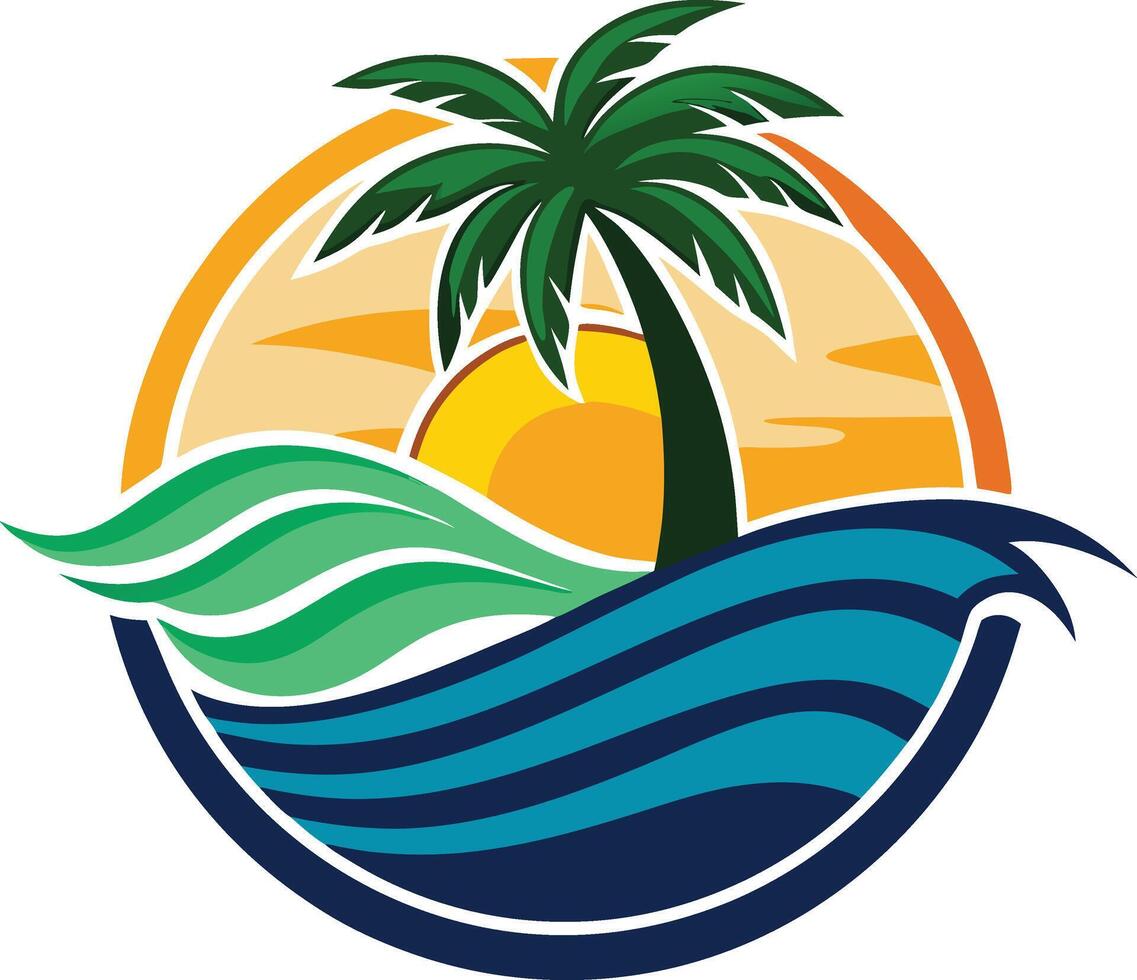palm trees on a background of Yellow sunset summer tropical landscape vector