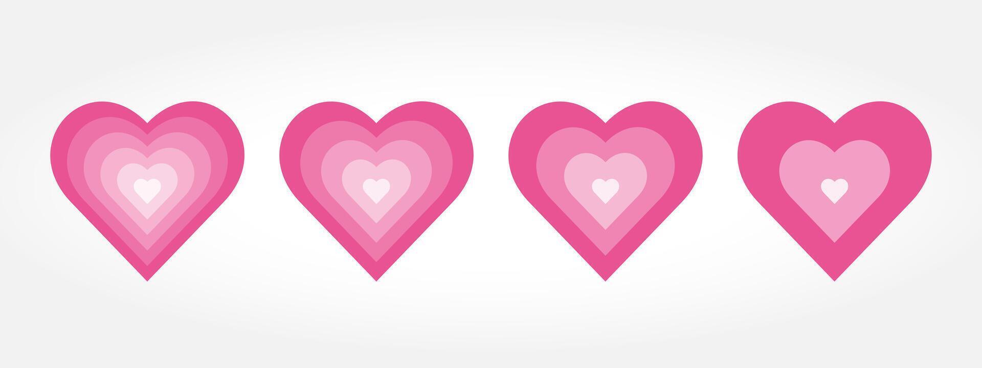 Romantic concentric hearts set. hearts isolated icons vector