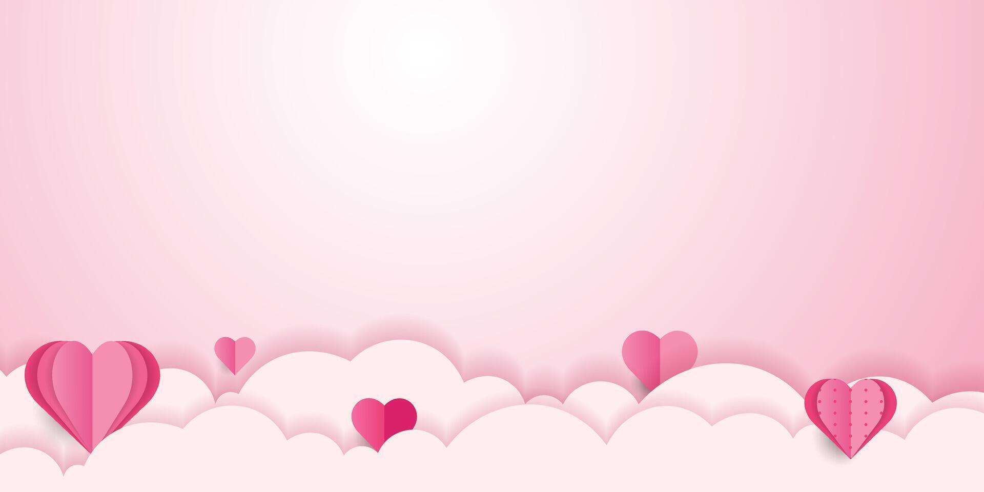 Romantic background with realistic design elements, Valentine's day banner background. Happy Valentines Day banners, paper art style. vector