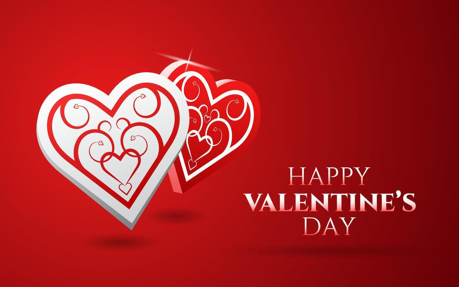 Happy Valentines Day Poster or Banner Card Design. Holiday banner, web poster, flyer, stylish brochure, greeting card, Romantic background vector