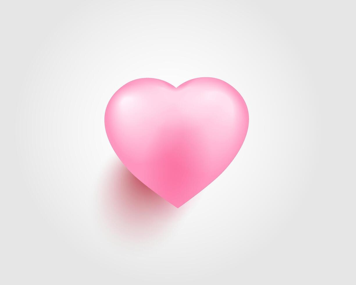 Realistic 3d pink heart symbol love. vector