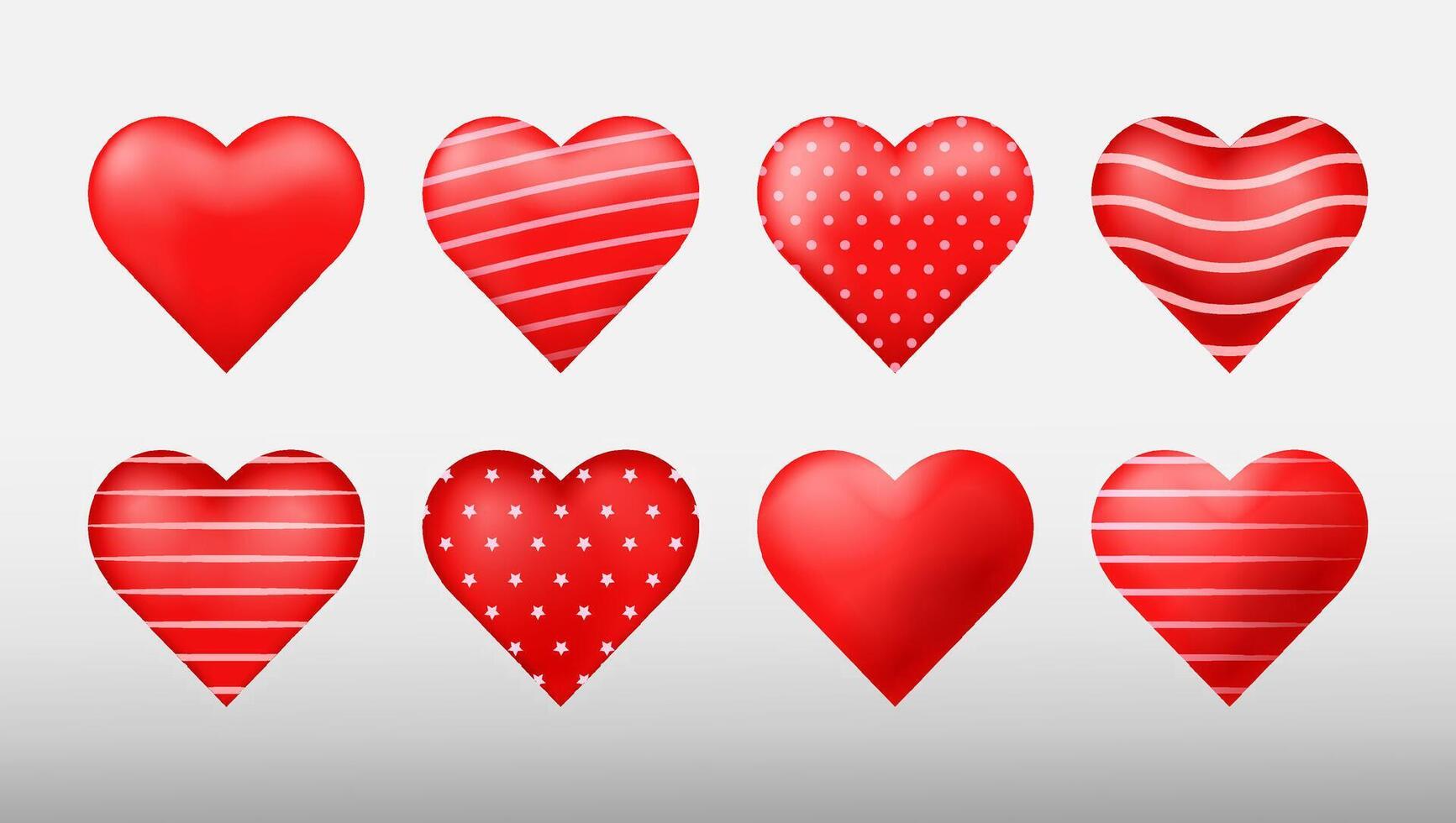 Realistic set of heart shape balloons set. 3d heart red balloon. Valentines day heart. Birthday heart vector