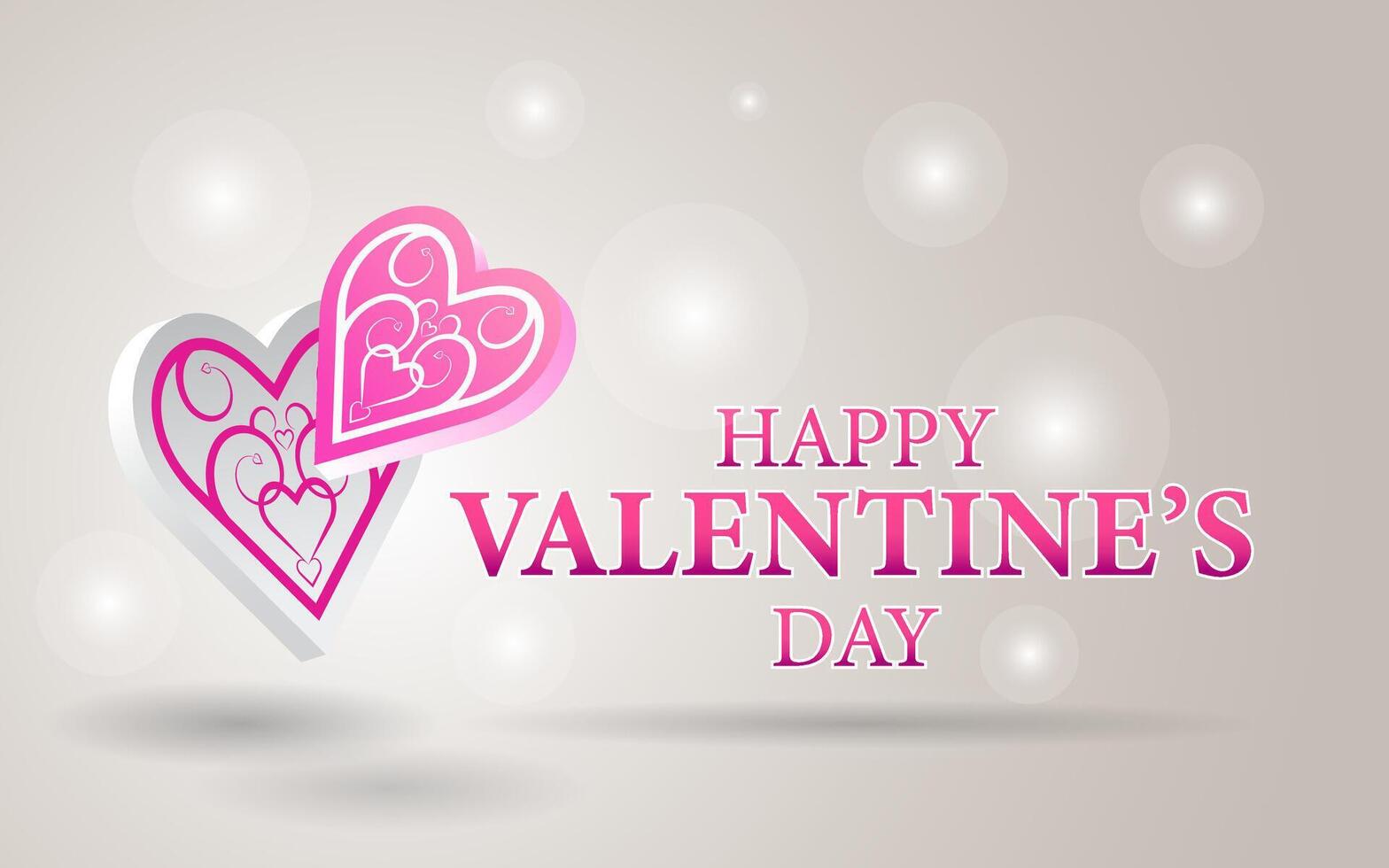 Happy Valentines Day Poster or Banner Card Design. Holiday banner, web poster, greeting card, Romantic background vector