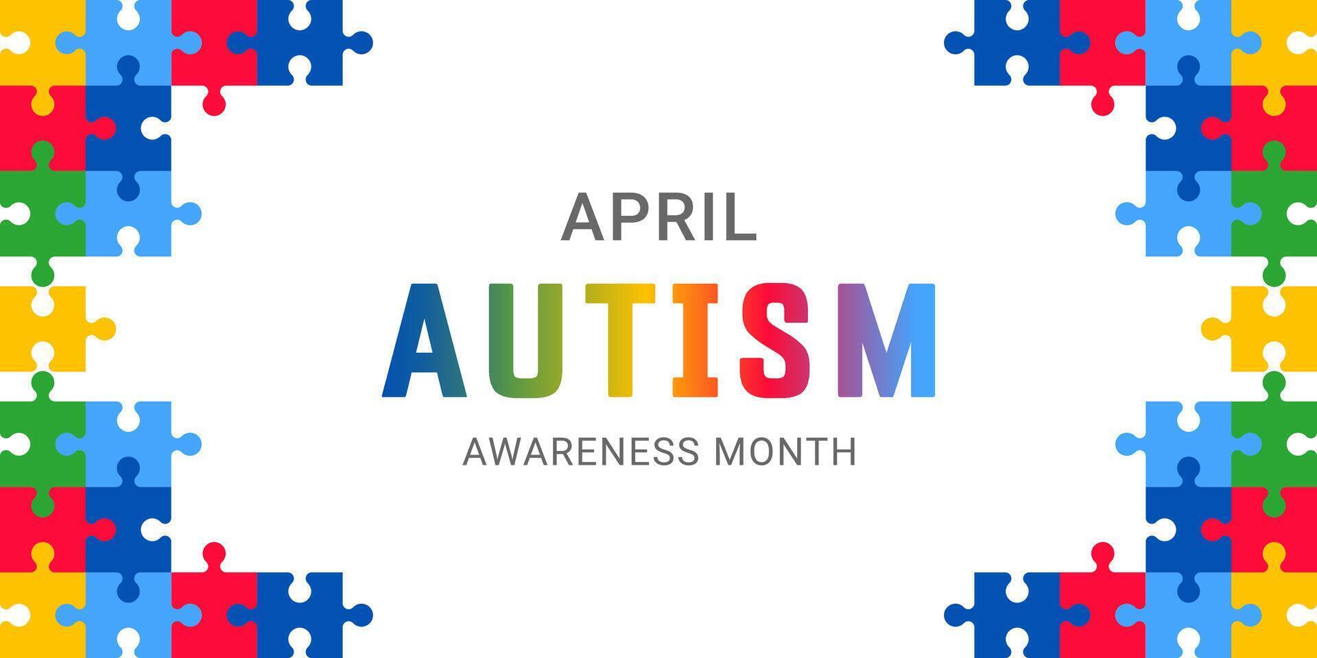 April Autism Awareness Month Web Banner Template vector