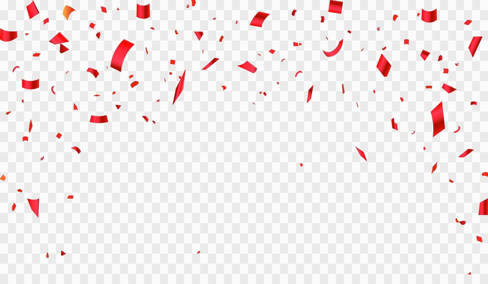 Luxury confetti flying for celebration party banner. Falling shiny red confetti isolated on white background. vector