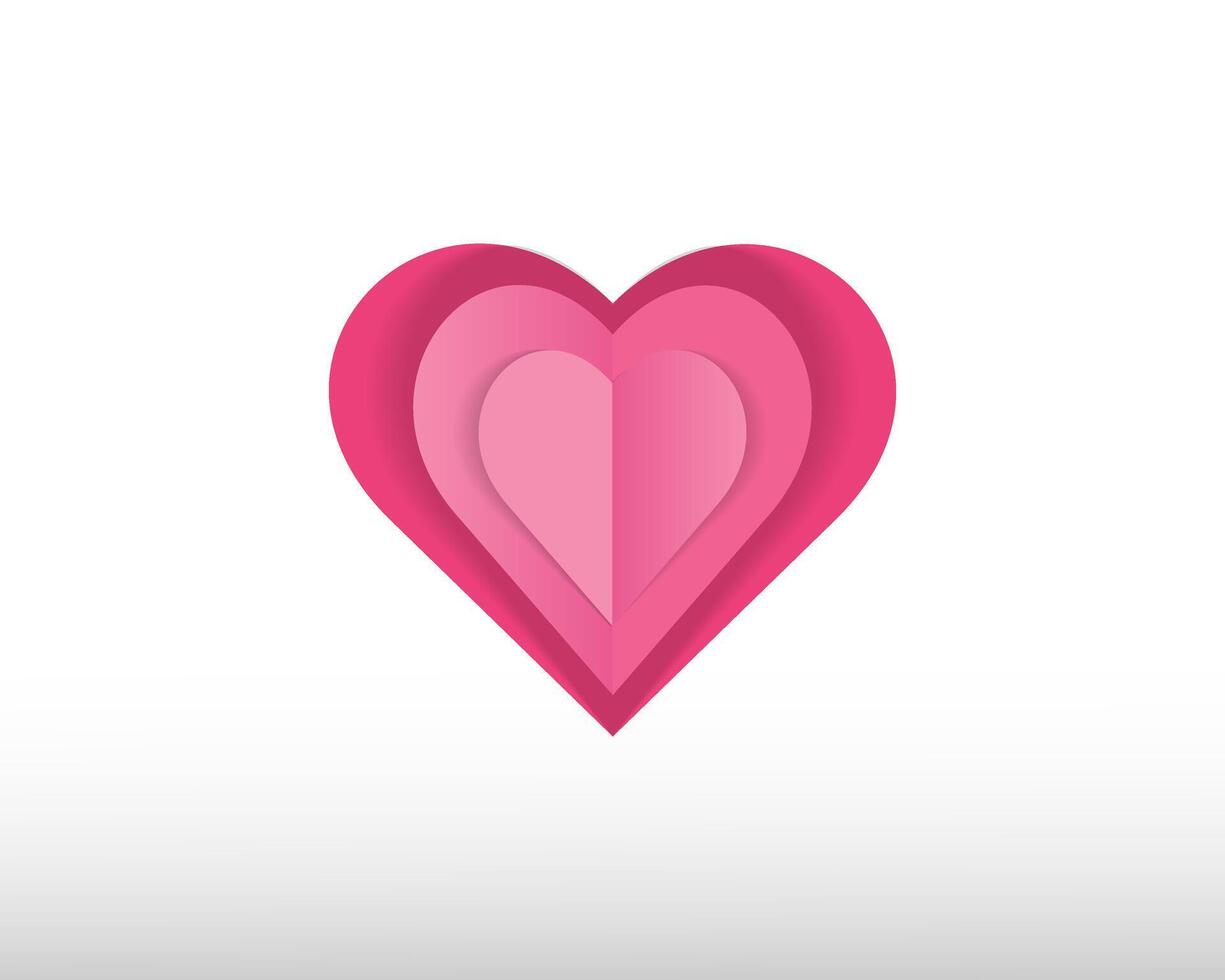 Pink paper cut love heart for Valentines day vector