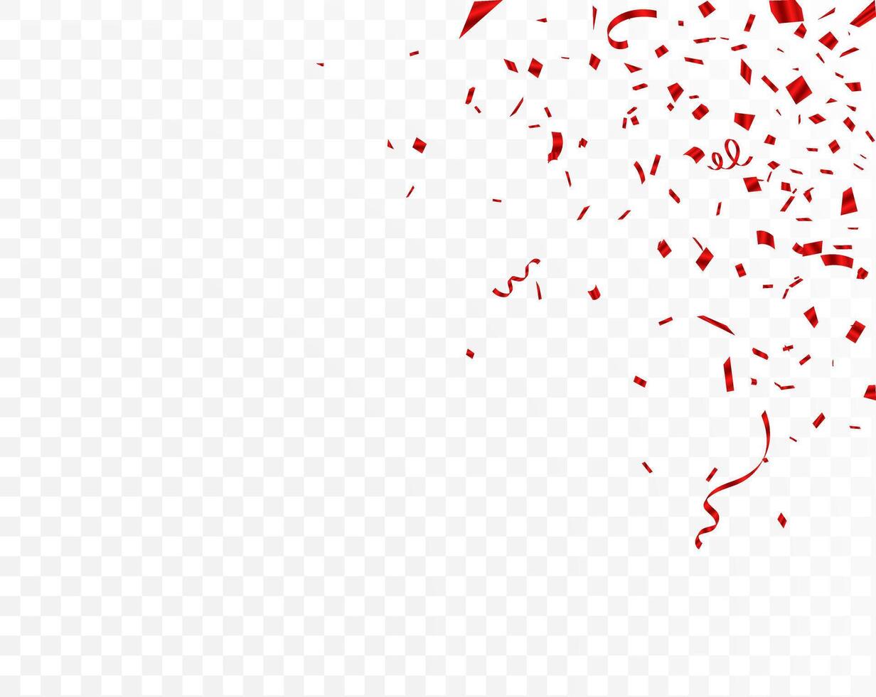 Red confetti falling on white background vector