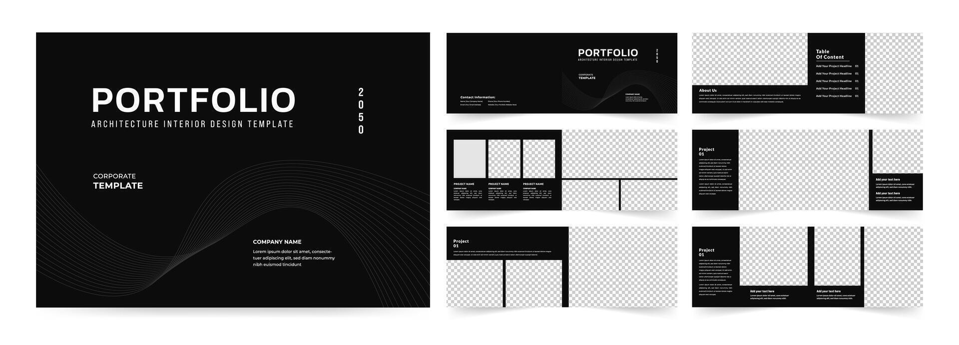 Landscape Architecture portfolio design, House interior or real estate portfolio layout design vector